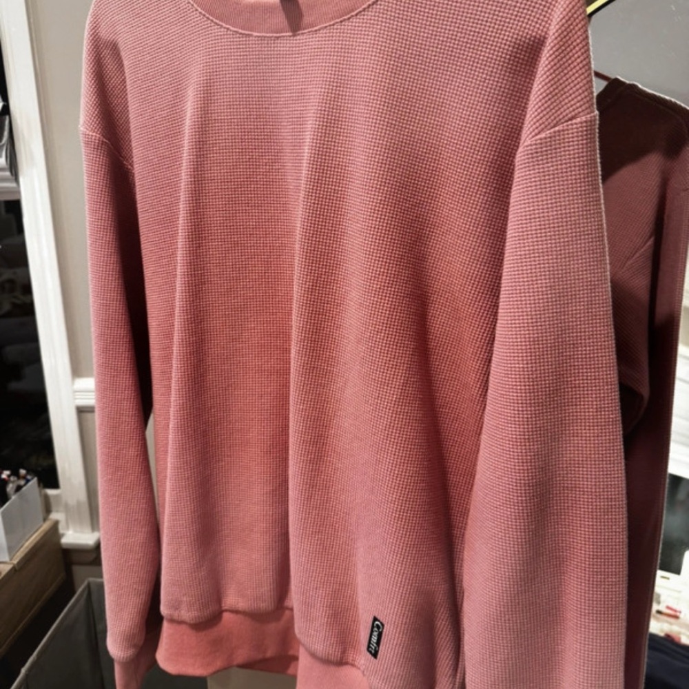 Women's Pink Oversized Waffle Knit Sweatshirt